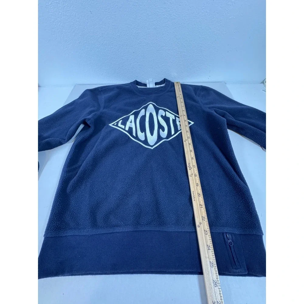 Lacoste LIVE Fleece Sweatshirt Diamond‎ Logo Pullover Navy Blue Mens - Picture 7 of 10